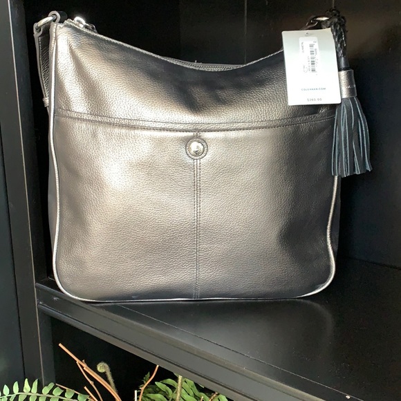 Cole Haan Tilly Crossbody Tote Gunmetal Leather - Picture 2 of 7